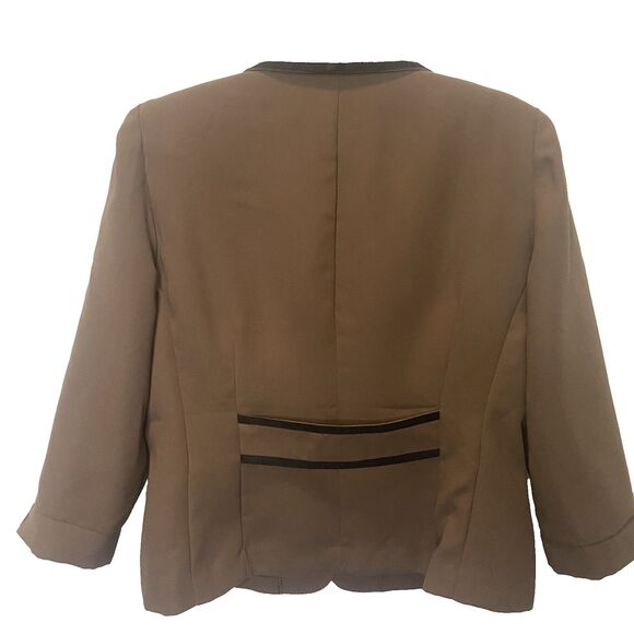 Vintage 80s STUDIO I Midi Skirt Blouse 2-Piece Set Suit Womens 10 Brown Black - Picture 3 of 15